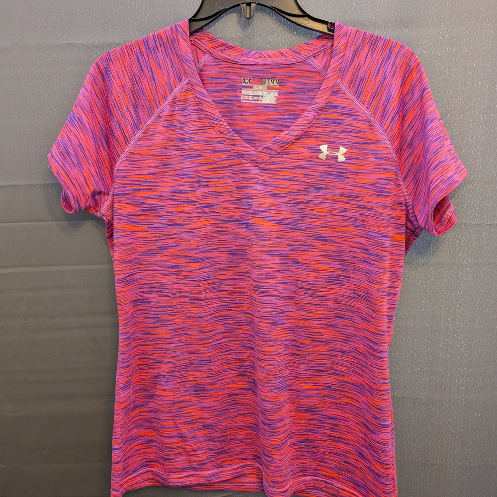 Under Armour Pink & Purple Space-Dye V-Neck Performance Tee